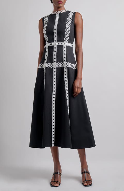 Eyelet Trim Sleeveless Cotton Dress