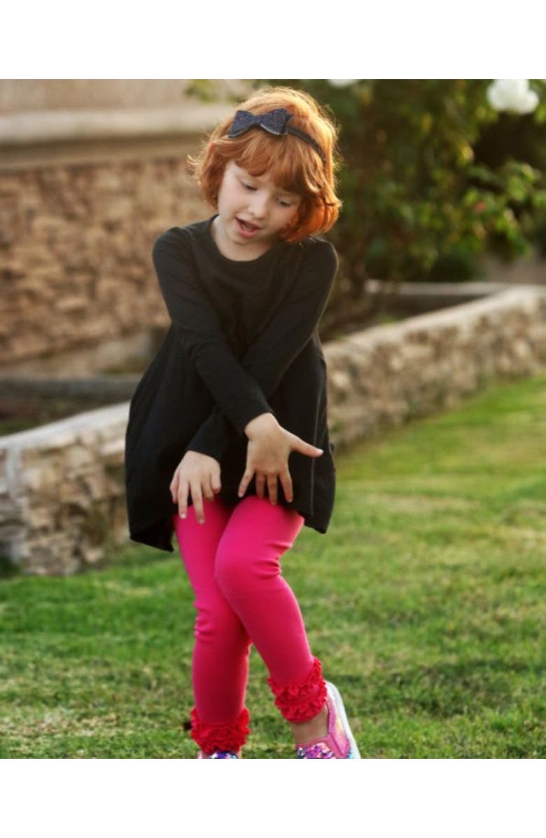 CITY THREADS Girls Long Sleeve Cotton Soft Jersey Shark Bite Tunic, Alternate, color, Black