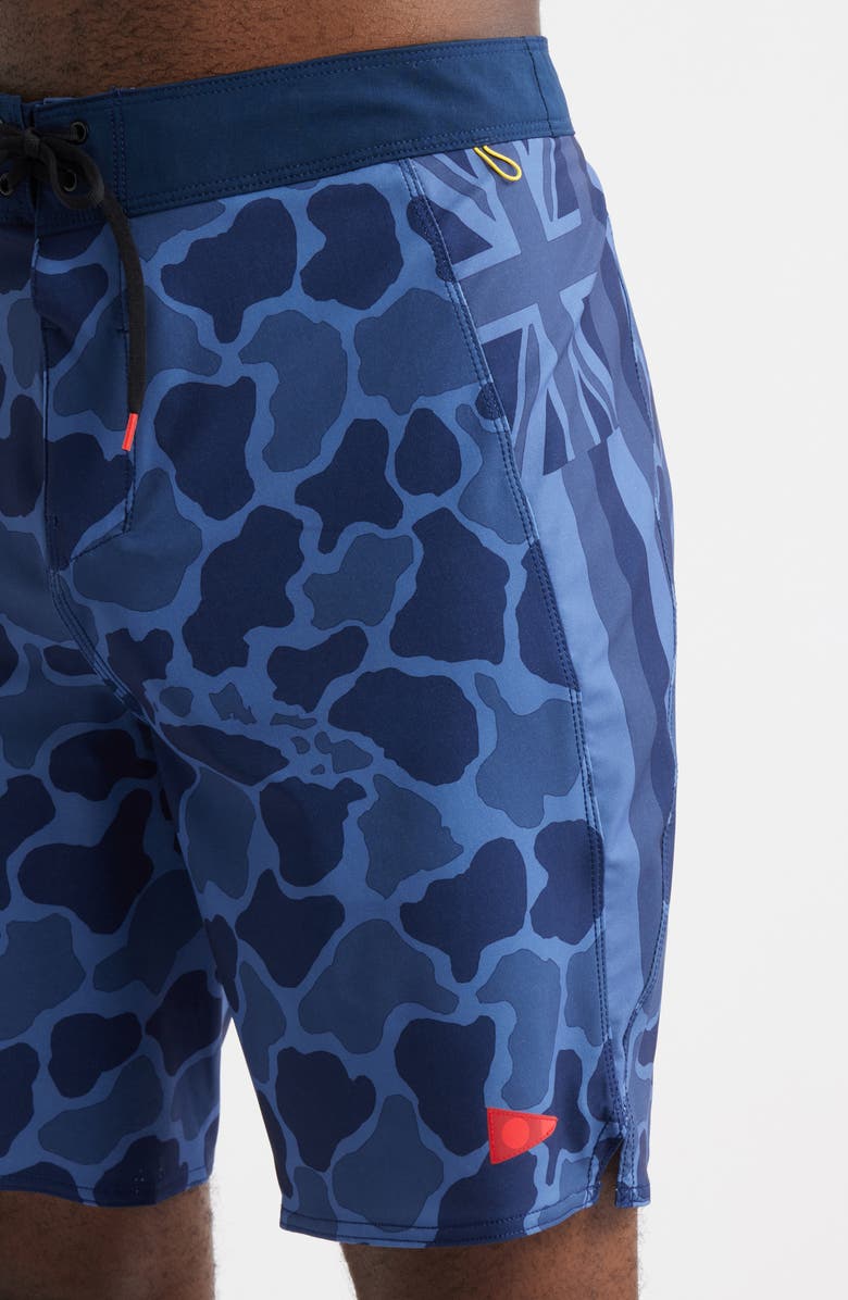Florence F1 Pro Hawaii Camo Water Repellent Board Shorts, Alternate, color, Dark Navy