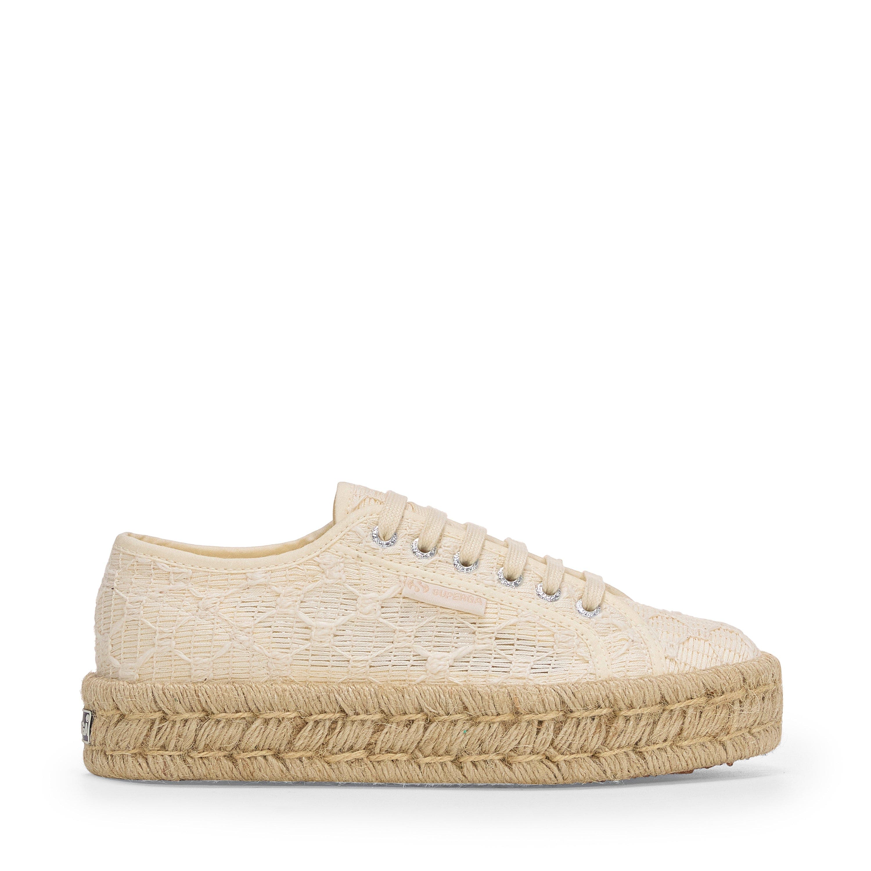 Superga 2740 Platform Crochet Rope, Main, color, White Avorio Natural