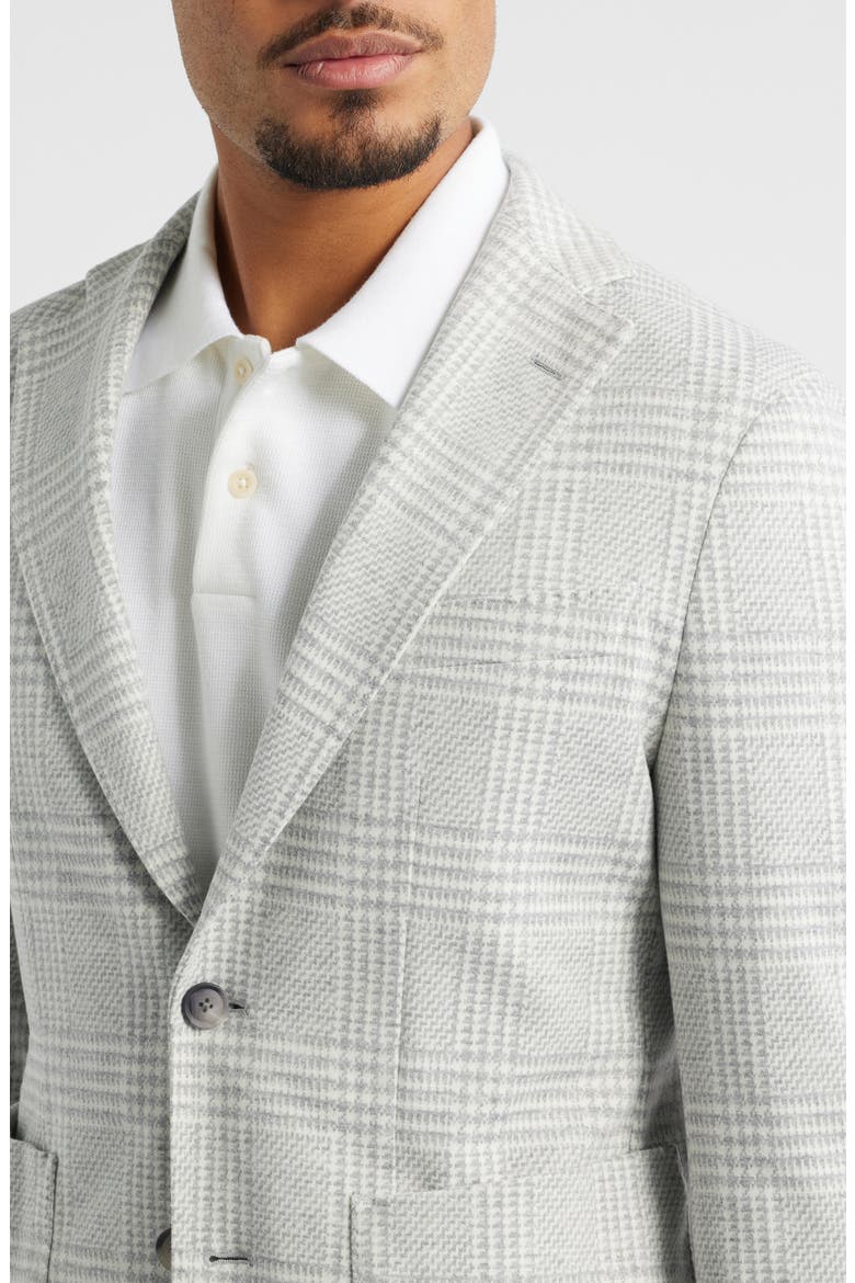 Hanry Slim Fit Light Grey Glen Check Knit Sport Coat, Alternate, color, SILVER