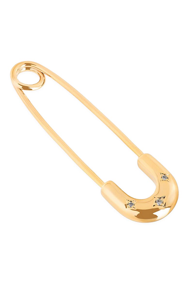 Cubic Zirconia Safety Pin Brooch, Main, color, GOLD