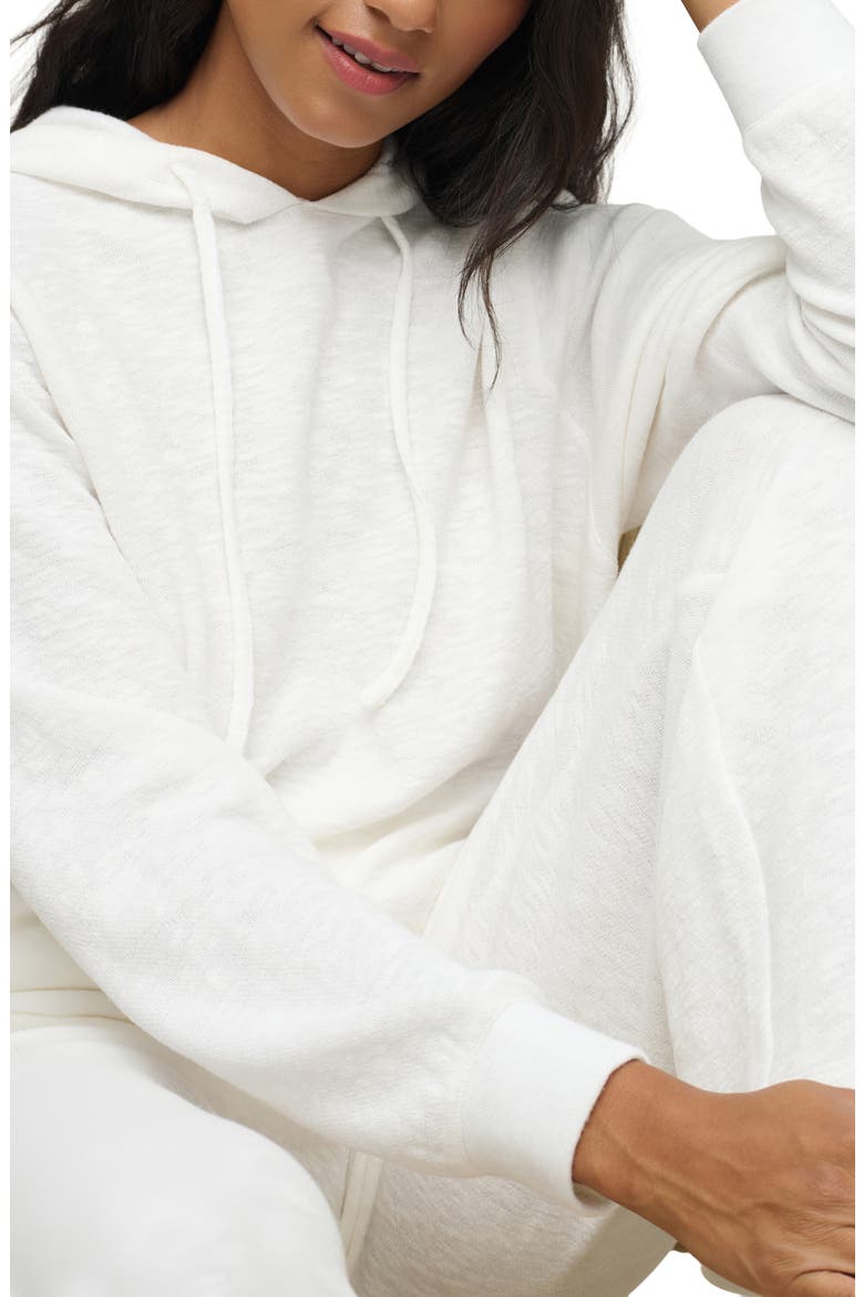 Seamed Slub Cotton Blend Double Knit Hoodie, Alternate, color, PEARL