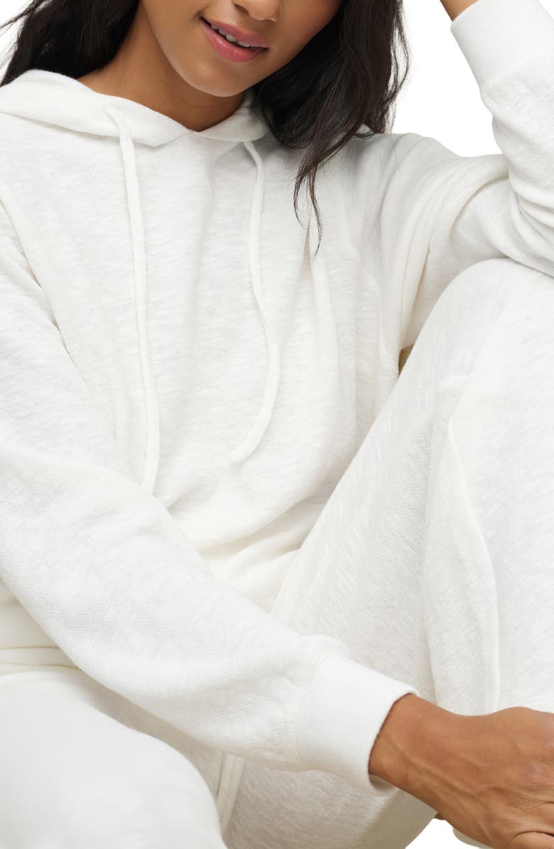 Barefoot Dreams<sup>®</sup> Seamed Slub Cotton Blend Double Knit Hoodie, Alternate, color, Pearl