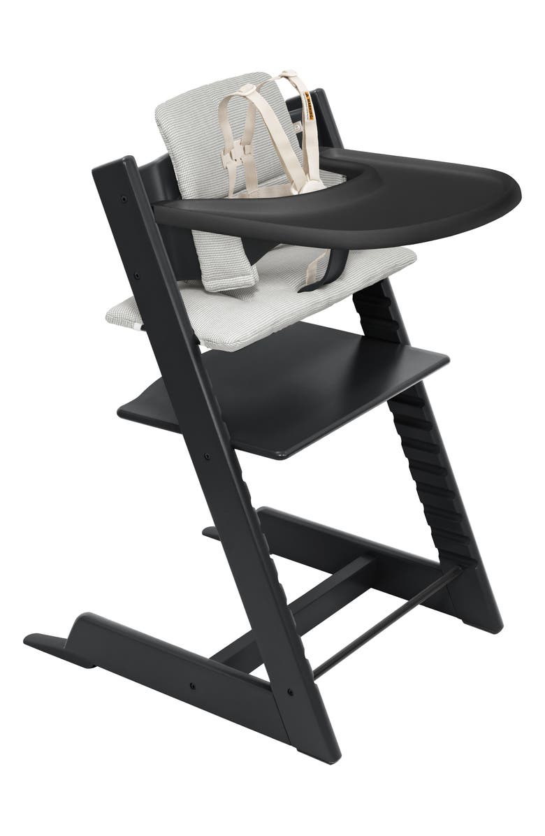 Stokke Tripp Trapp<sup>®</sup> Highchair², Cushion & Stokke<sup>®</sup> Tray, Main, color, Black W/ Nordic Grey
