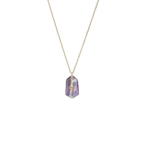 CZ Bezel Unique Shape Natural Stone Necklace
