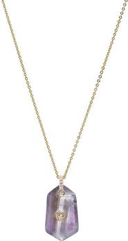 BY ADINA EDEN CZ Bezel Unique Shape Natural Stone Necklace