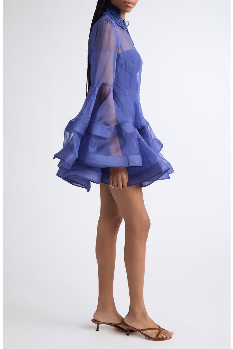 Clash Lantern Silk Minidress, Alternate, color, ELECTRIC BLUE