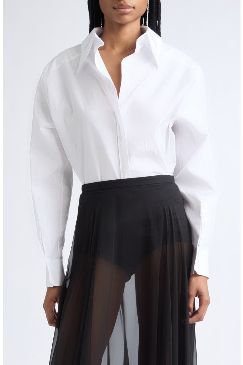 Cotton Poplin Button-Up Shirt, Main, color, OPTICAL WHITE