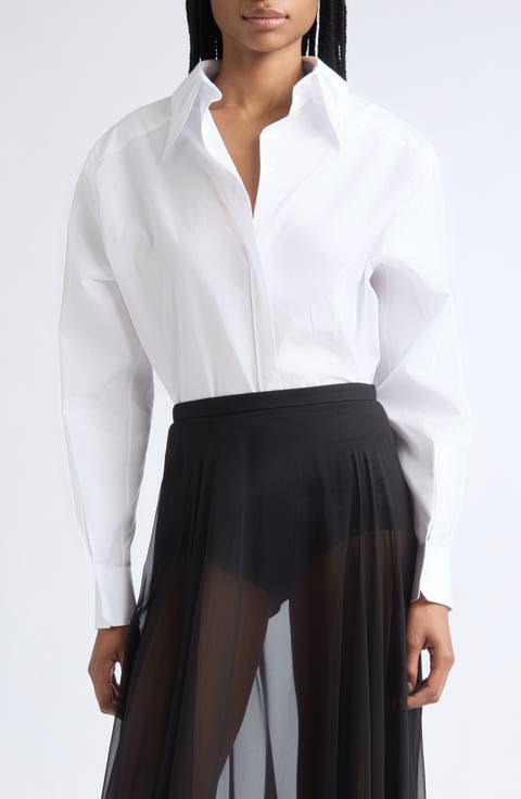 Cotton Poplin Button-Up Shirt