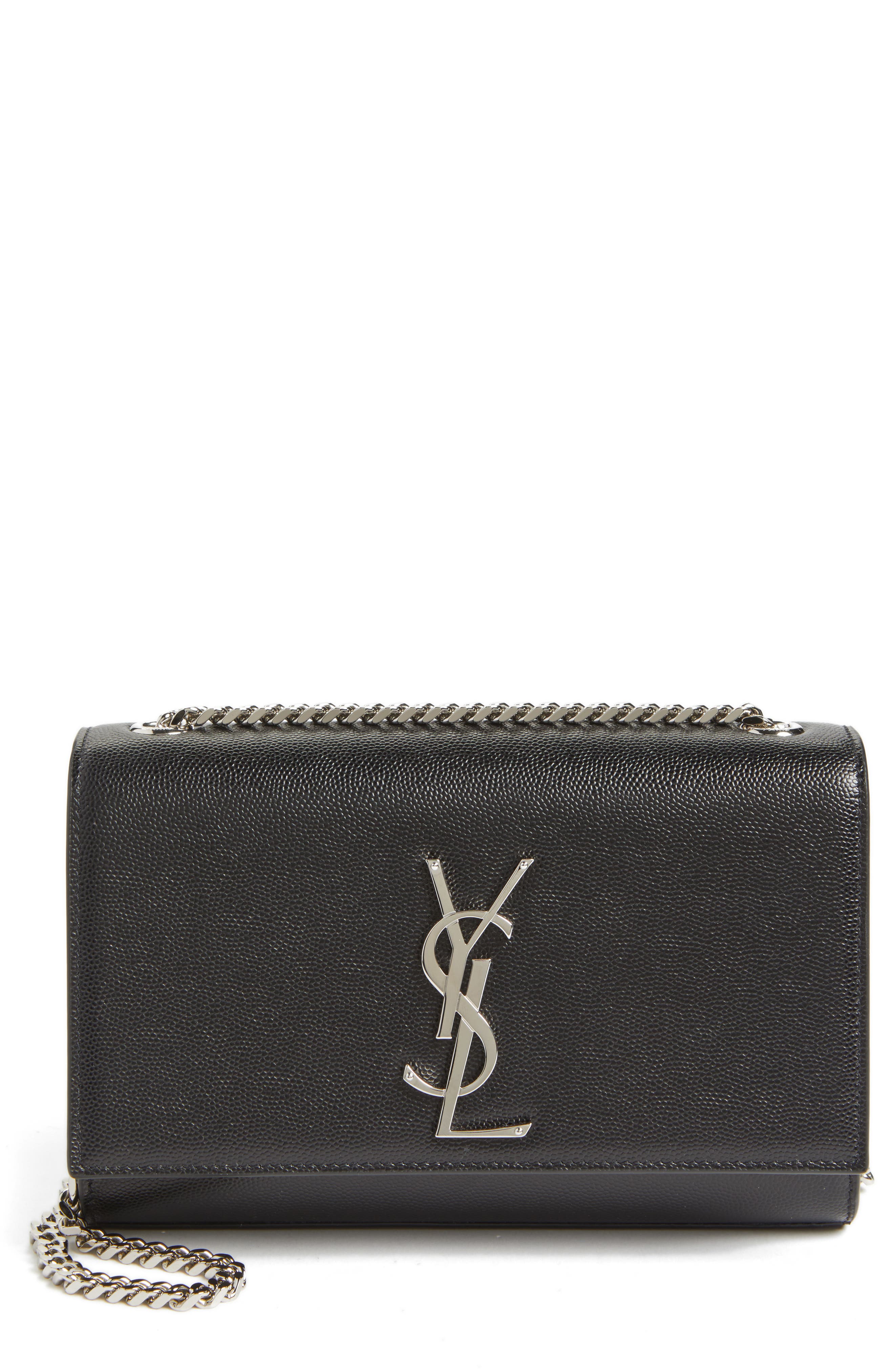 Saint Laurent Small Kate Grained Leather Crossbody Bag, Main, color, 