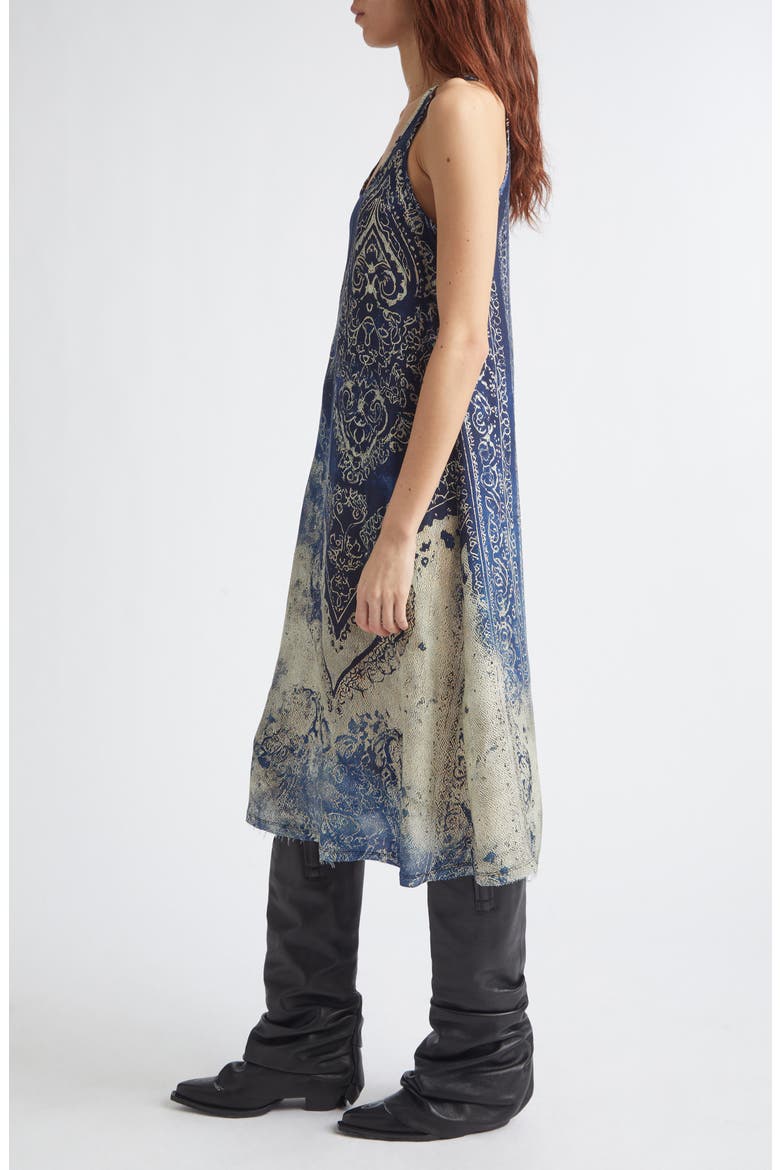 Trompe l'Oeil Bleached Paisley Tank Dress, Alternate, color, BLUE DISTRESSED MEDALLION