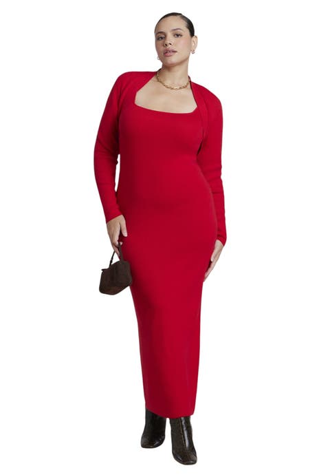 Shrug Detail Knit Maxi Dress (plus)