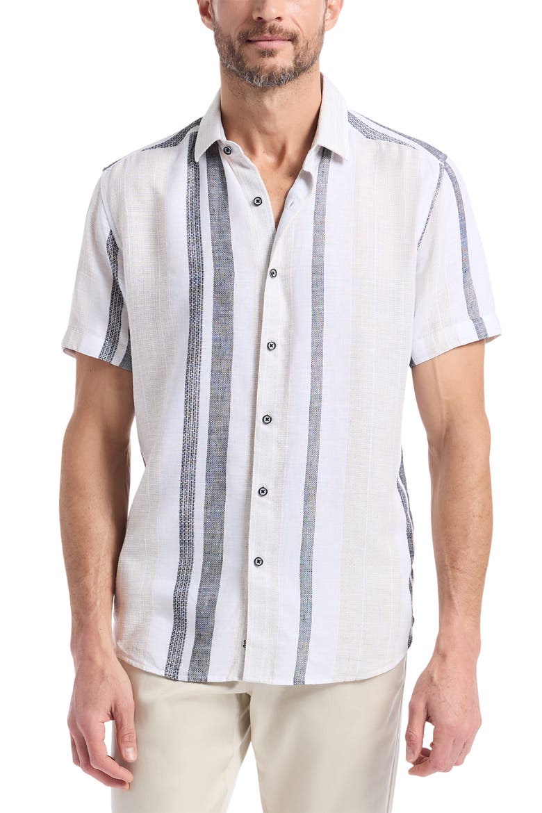 Makai Stripe Sport Shirt, Main, color, WHITE