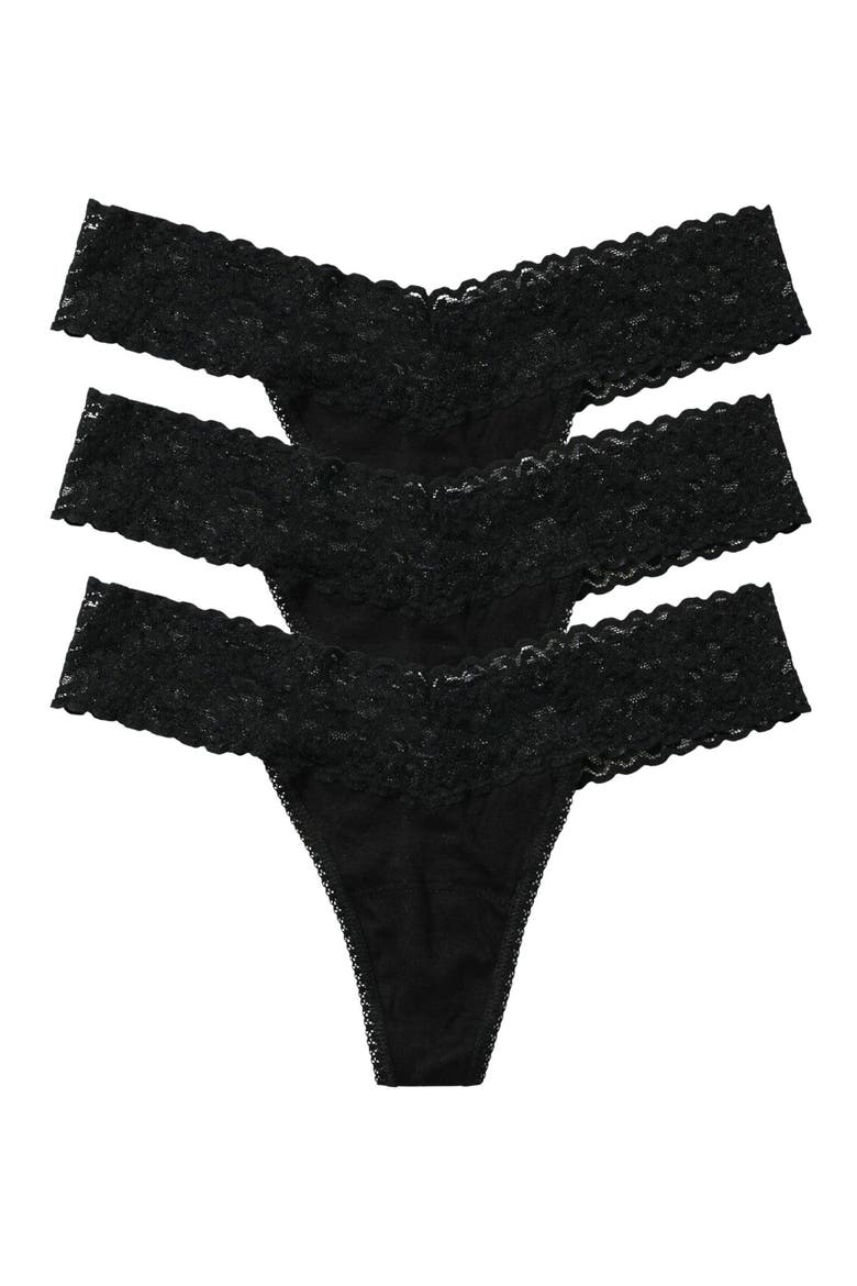 DreamEase™ Assorted 3-Pack Low Rise Thongs, Main, color, BLACK