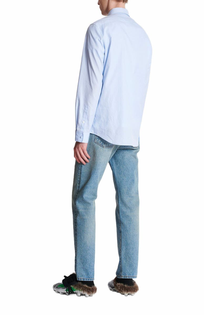 Balmain Écusson Embroidered Cotton Shirt, Alternate, color, Blue
