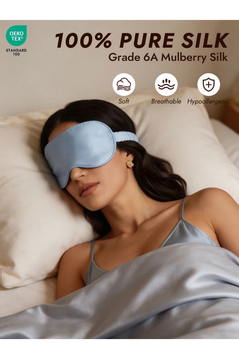 Silk Eye Mask And Envelope Pouch, Alternate, color, Light Blue