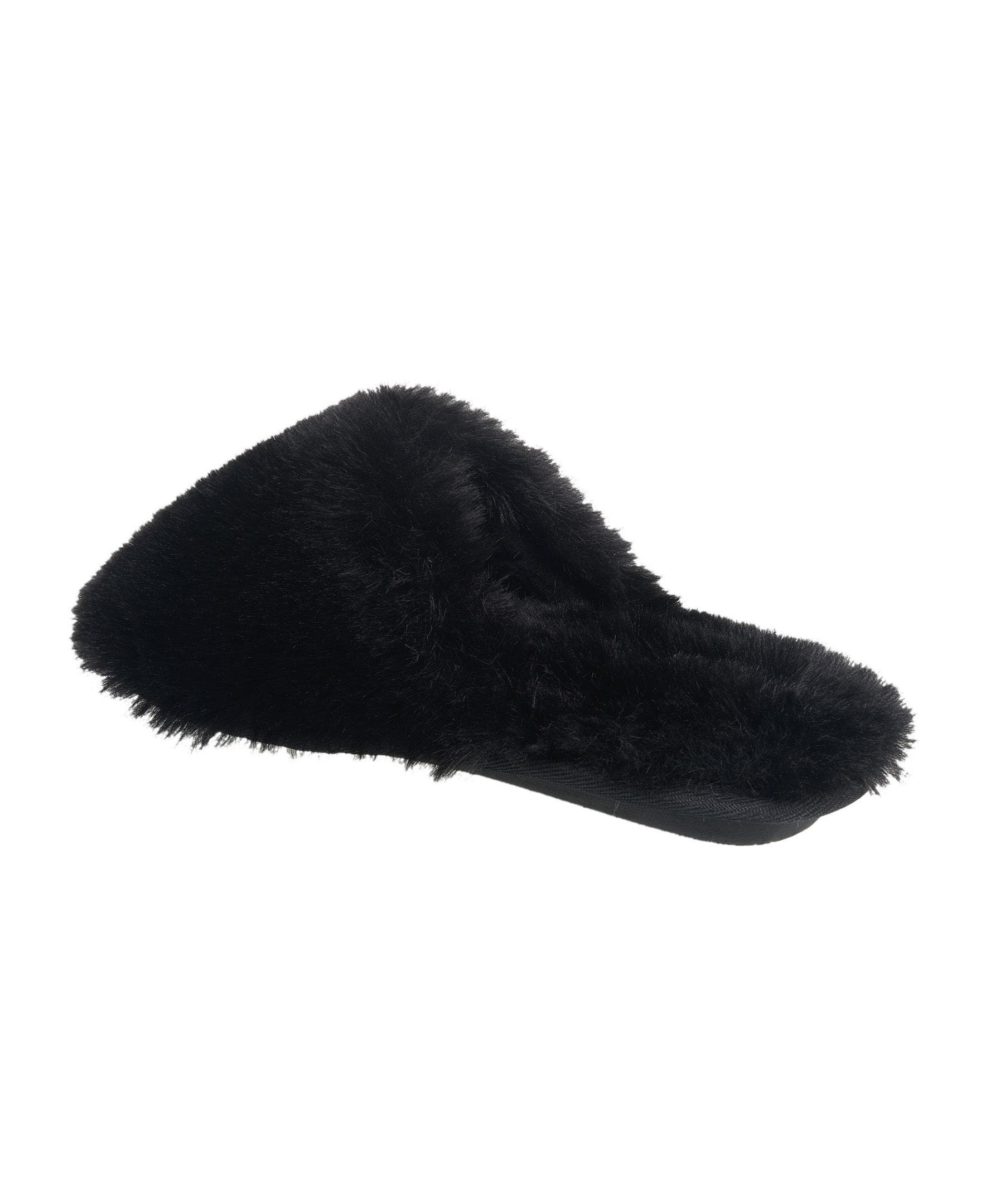 Faux Fur Closed Scuff Slipper, Alternate, color, Black