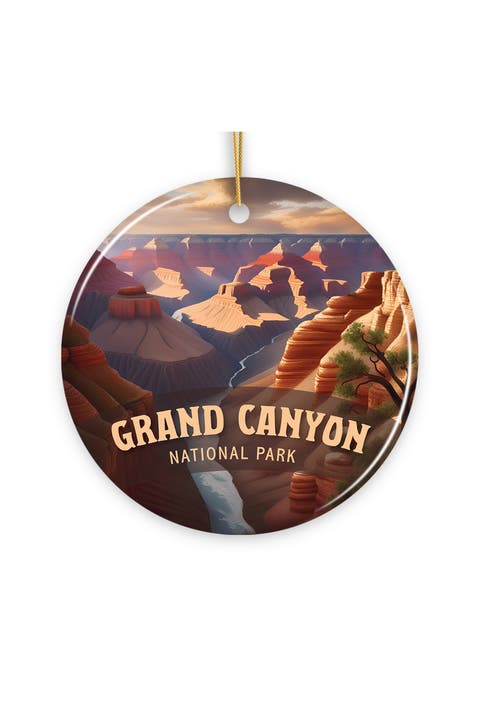 Grand Canyon Vintage Poster Round Ceramic Ornament