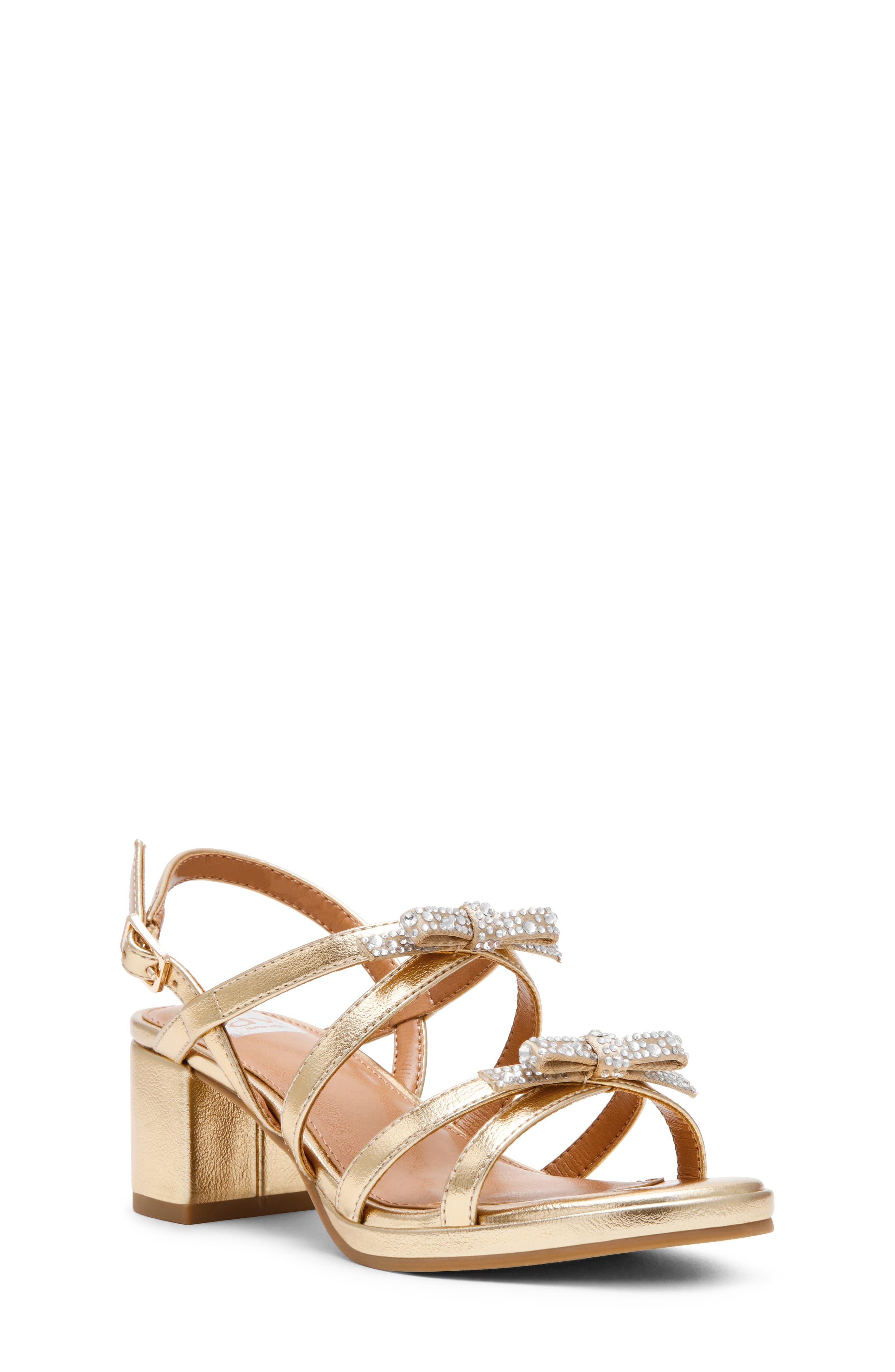 Kids' Sensy Faux Leather Bow Sandal, Main, color, GOLD