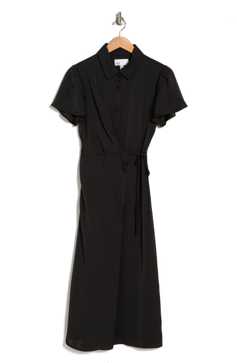 NORDSTROM RACK Collared Half Button Wrap Front Shirtdress, Alternate, color, 
