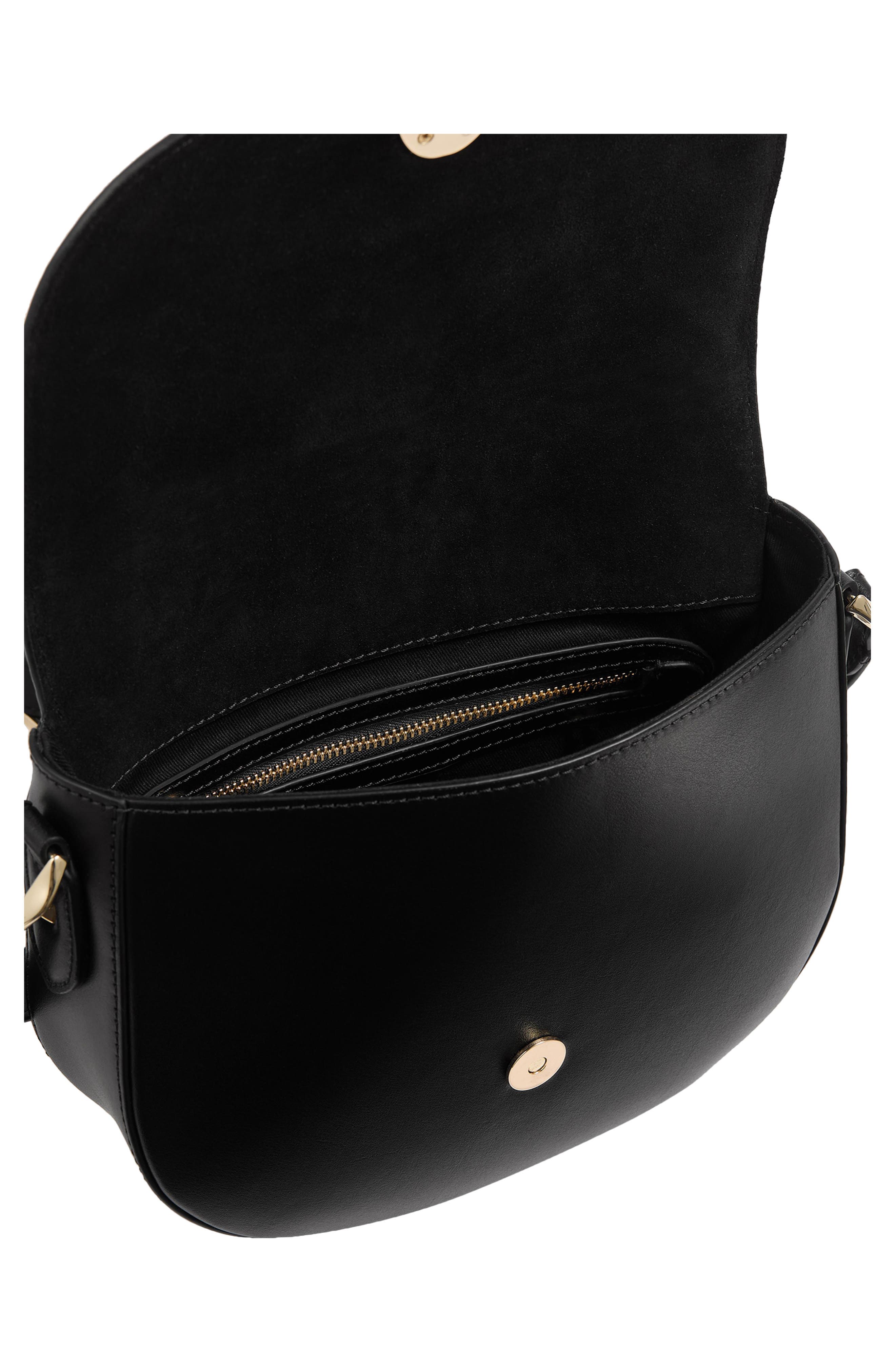 LK Bennett Jodie Oloid Leather Crossbody Bag, Alternate, color, Black