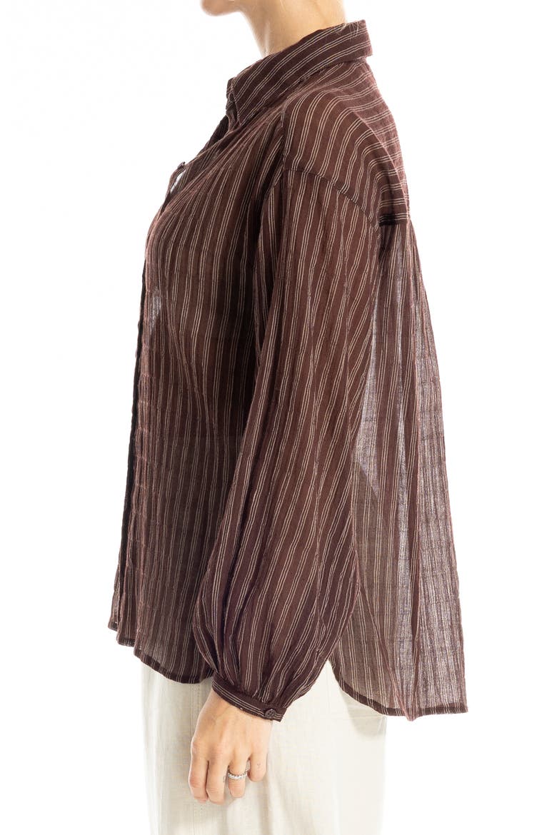 Striped Cotton Gauze Shirt, Alternate, color, BROWN/ TAUPE STRIPE