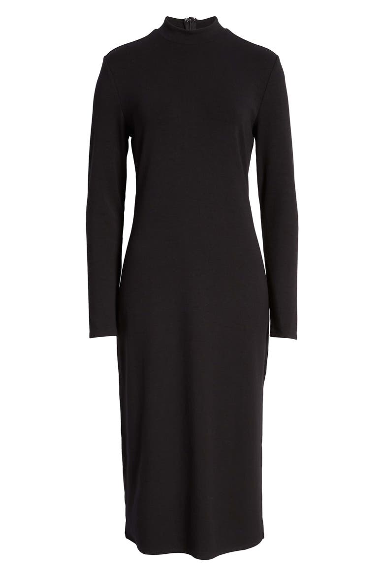 Mock Neck Long Sleeve Dress, Alternate, color, BLACK