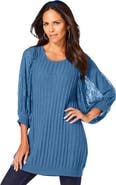 Roaman's Lace Sleeve Sweater