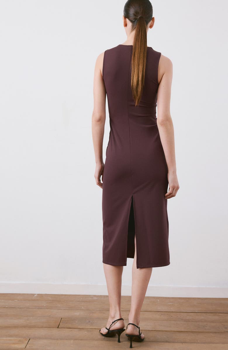 MANGO Sleeveless V-Neck Dress, Alternate, color, Burgundy
