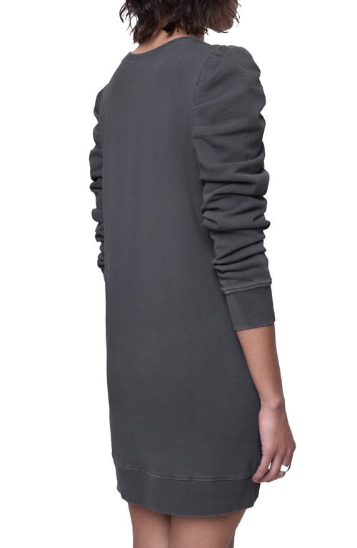 Rebecca Minkoff Janine Ruched Sleeve Sweatshirt Minidress In Slate Dark Grey