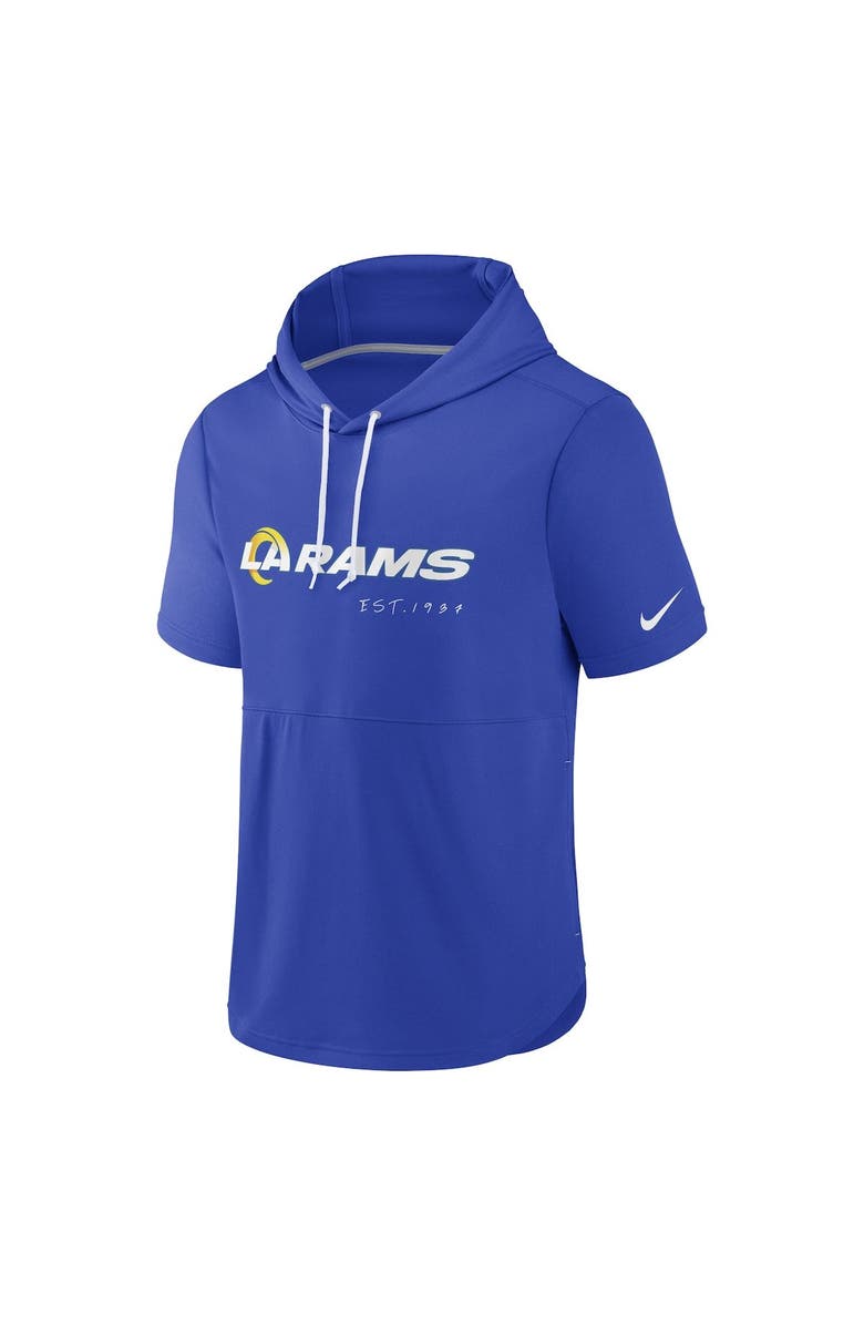 Nike Men's Nike Royal Los Angeles Rams Short Sleeve Pullover Hoodie, Alternate, color, Royal