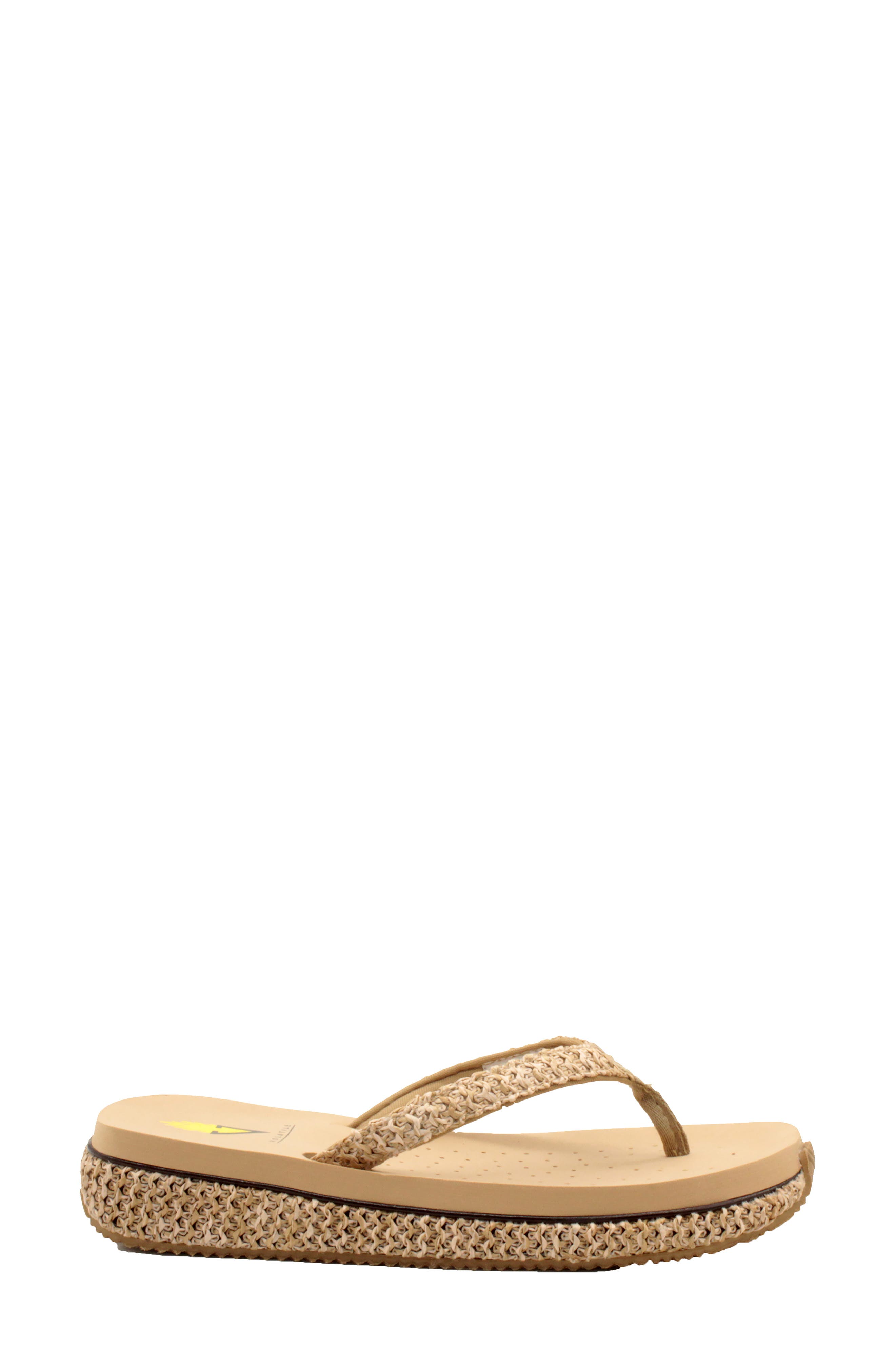 Volatile Palau Platform Flip Flop, Alternate, color, Tan Fabric