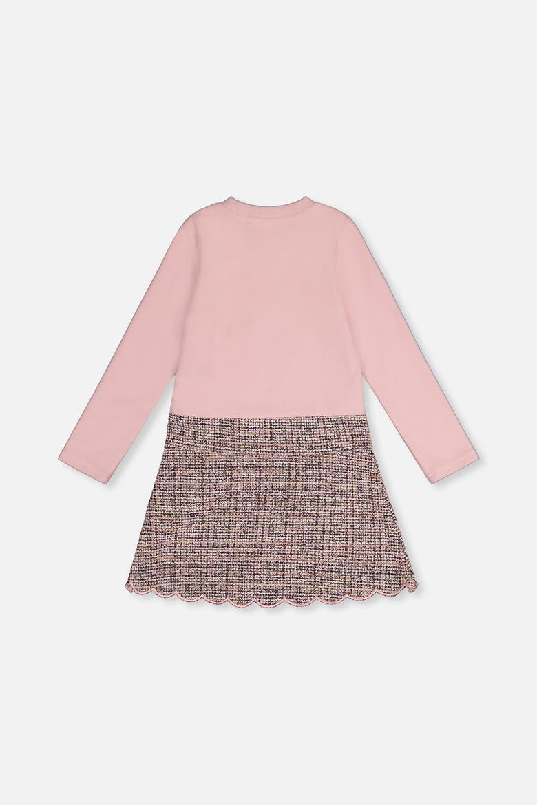 Bi-Material Brushed Rib Jacquard Knit A-Line Dress, Alternate, color, Pink and Black Knit