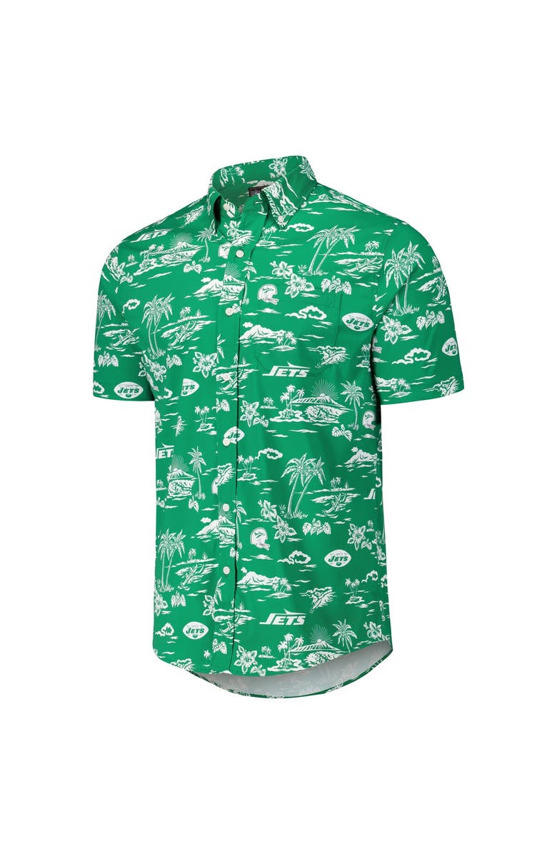 Reyn Spooner Men's Reyn Spooner Kelly Green New York Jets Throwback Kekai Print Button-Up Shirt, Alternate, color, Kelly Green