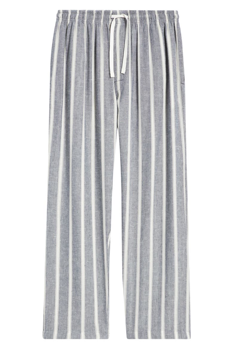 Textured Retreat Woven Cotton Drawstring Pajama Pants, Alternate, color, NAVY/ BEIGE