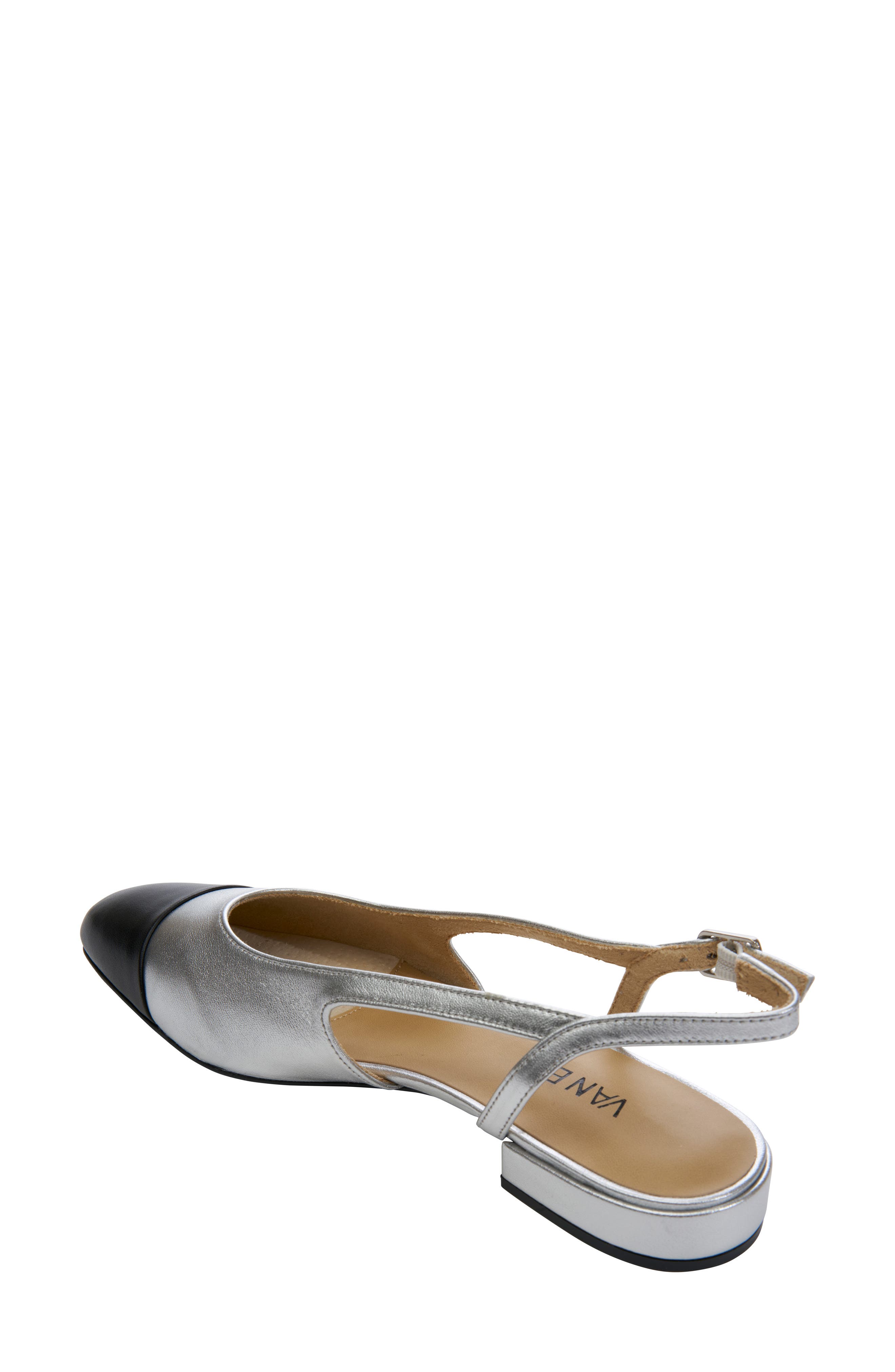 VANELi Tisha Cap Toe Slingback Flat, Alternate, color, Silver