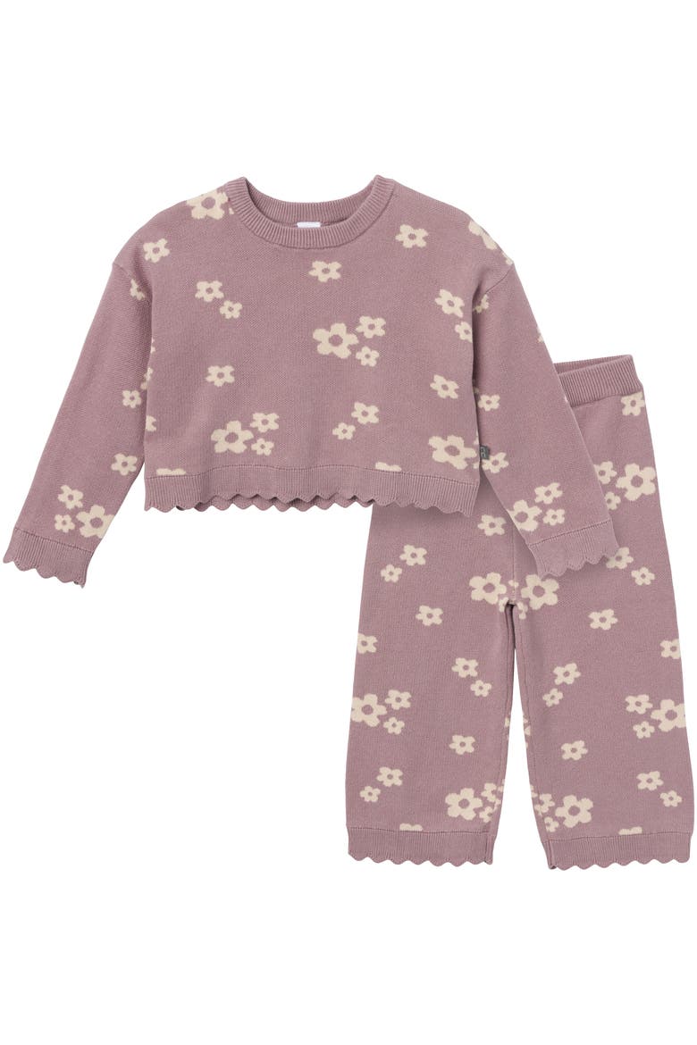 Scalloped Sweater & Pant Set, Main, color, Medium Lilac