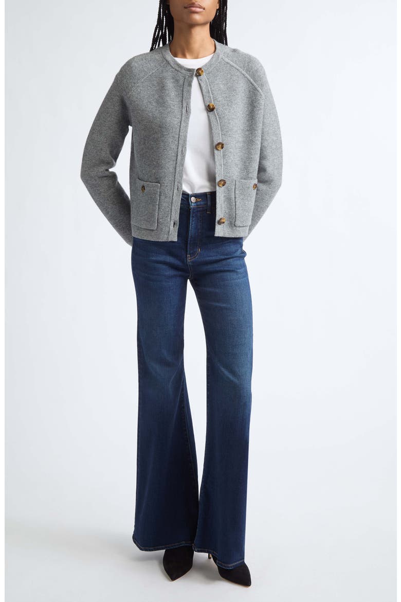 Elwood Merino Wool & Cashmere Knit Jacket, Alternate, color, MEDIUM HEATHER GREY
