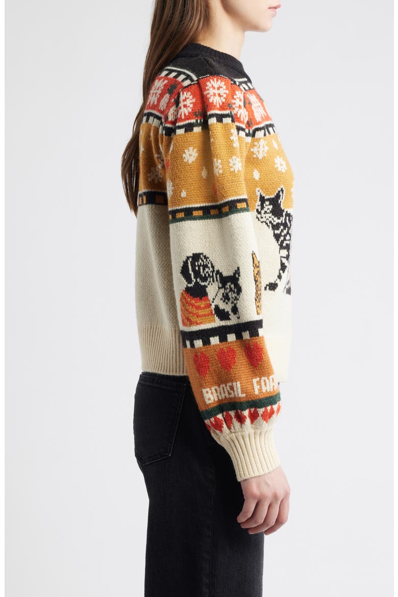 Naughty & Nice Fair Isle Sweater, Alternate, color, BEIGE MULTI