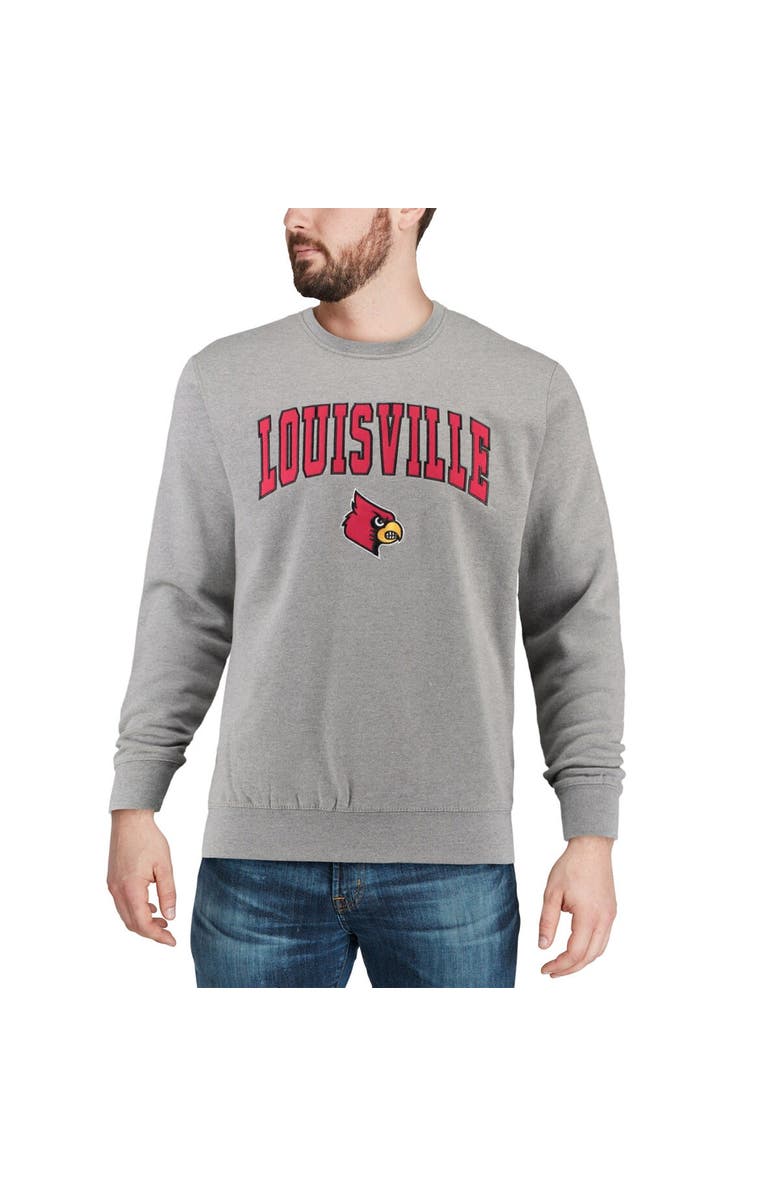 COLOSSEUM Men's Colosseum Heather Gray Louisville Cardinals Arch & Logo Crew Neck Sweatshirt, Alternate, color, Heather Gray