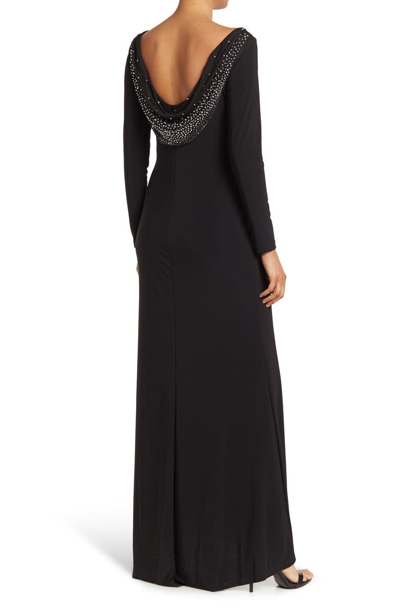 Marina Cowl Back Long Sleeve Maxi Dress, Alternate, color, 