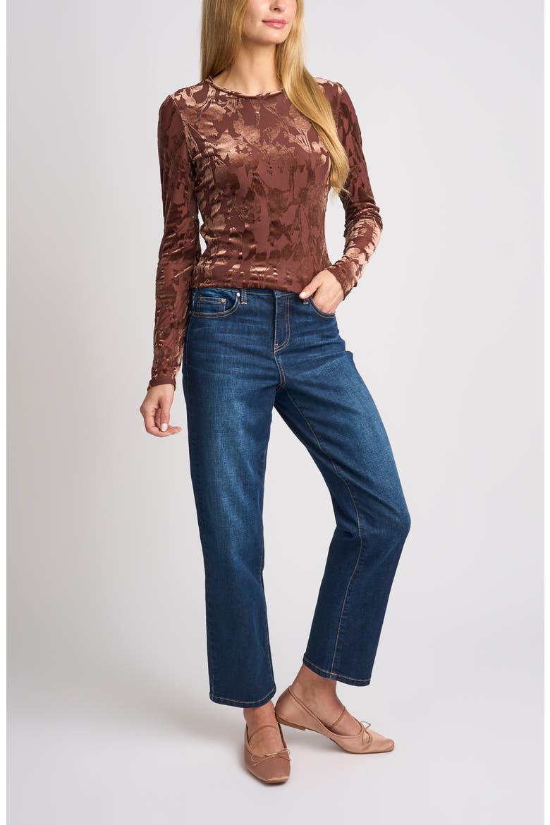 Larson Floral Burnout Top, Alternate, color, RUSSET BROWN