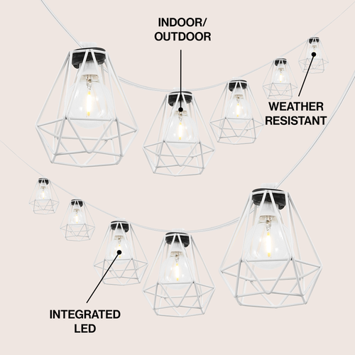 Jonathan Y 10-light Indoor/outdoor 10 Ft. Contemporary Transitional Incandescent G40 Diamond Cage St In Transparent