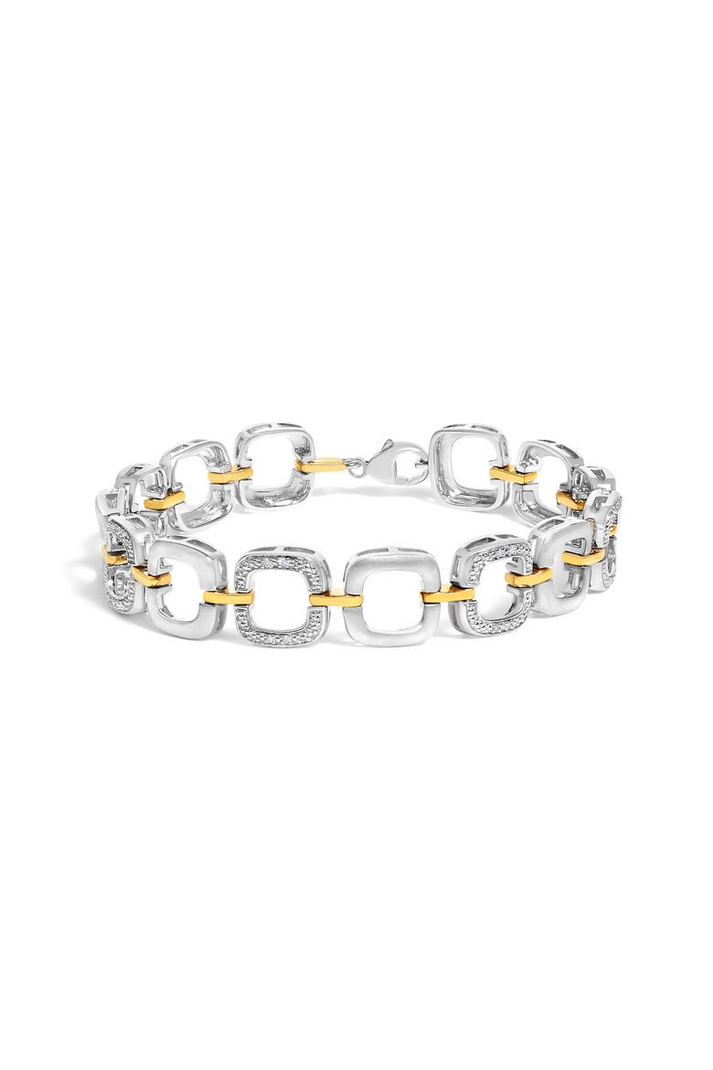 Silver Diamond Accent Open Box Link Bracelet, Main, color, Yellow