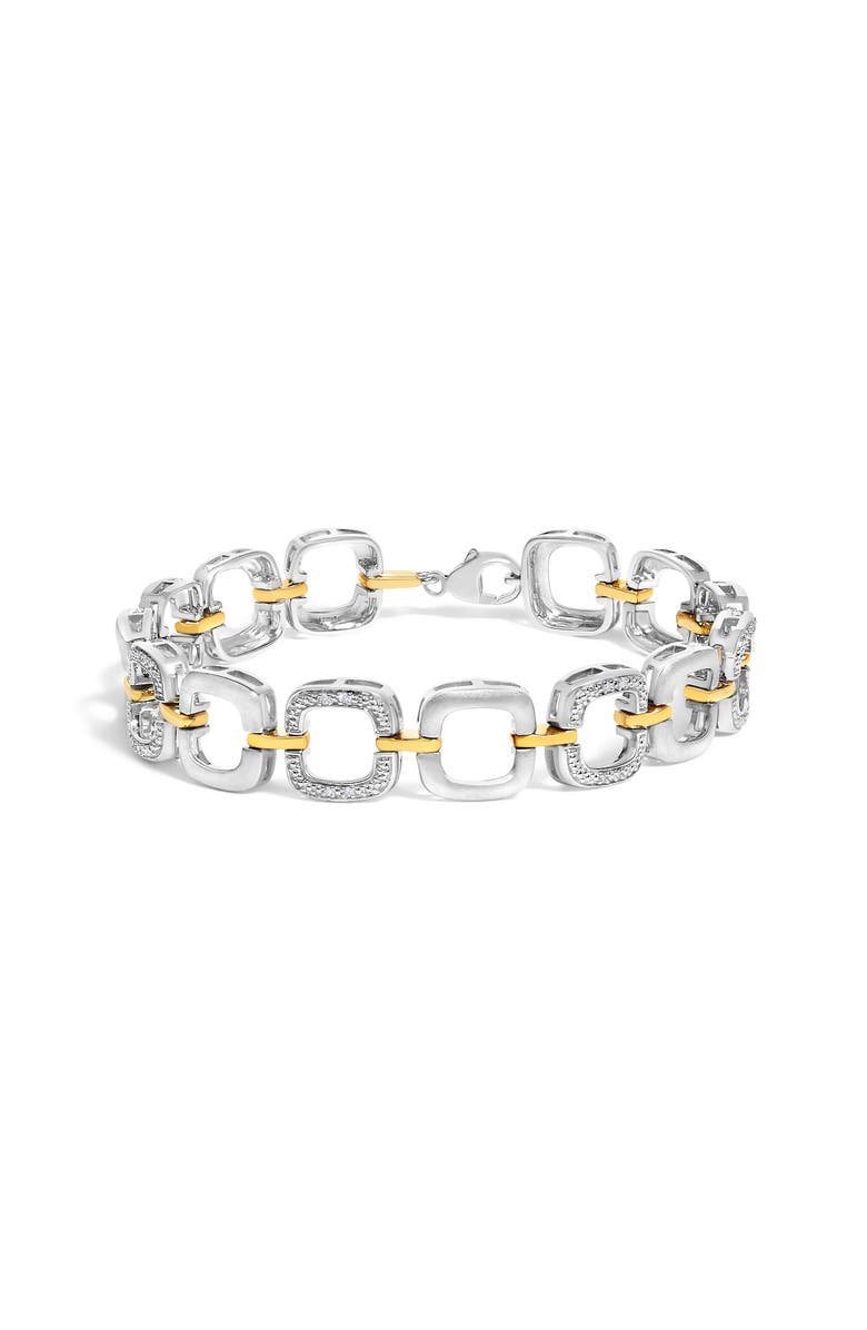 Haus of Brilliance Silver Diamond Accent Open Box Link Bracelet, Main, color, Yellow