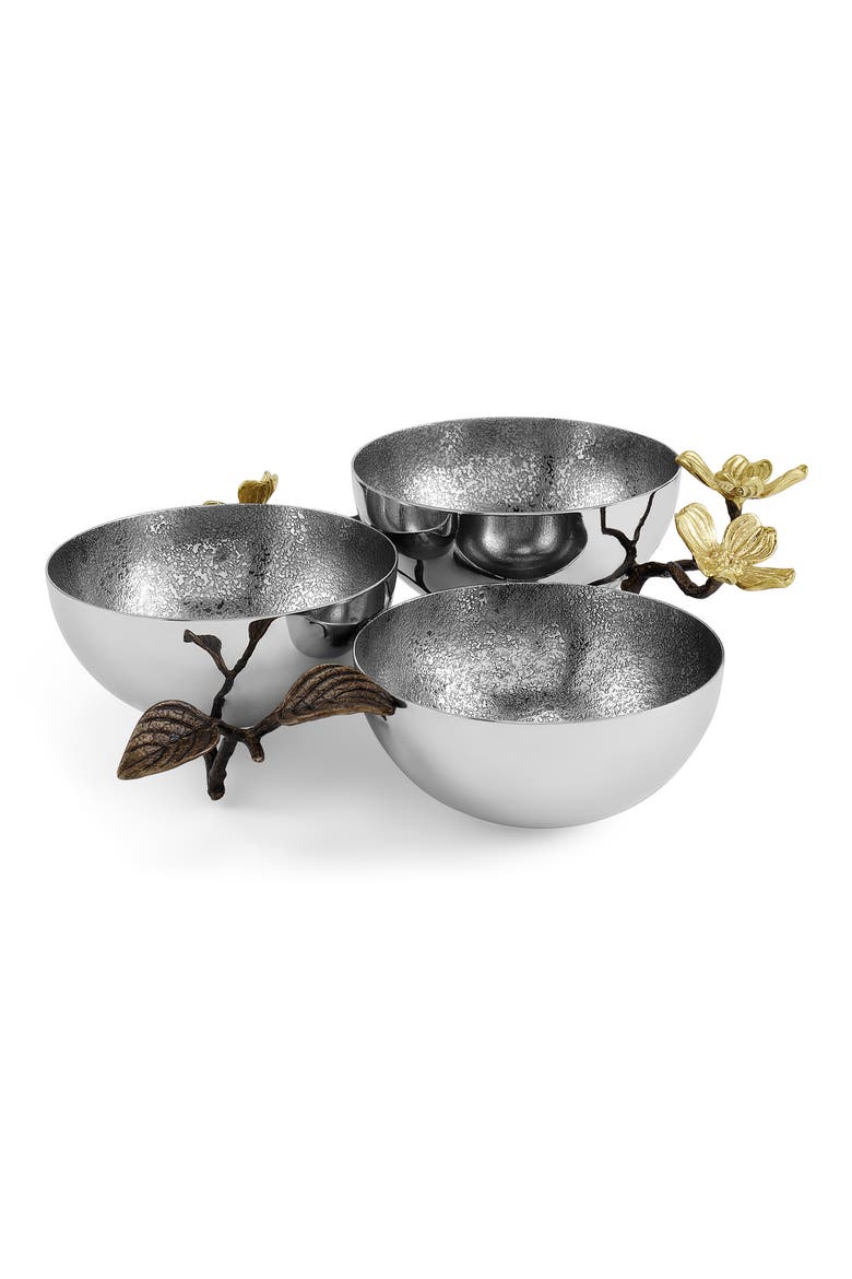 Dogwood Set of 3 Serving Bowls, Alternate, color, SILVER/ GOLD