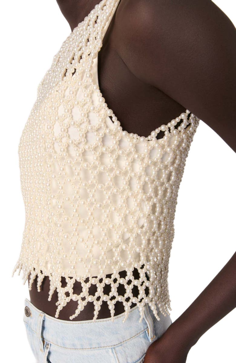 maje Cropped sleeveless beaded top, Alternate, color, 