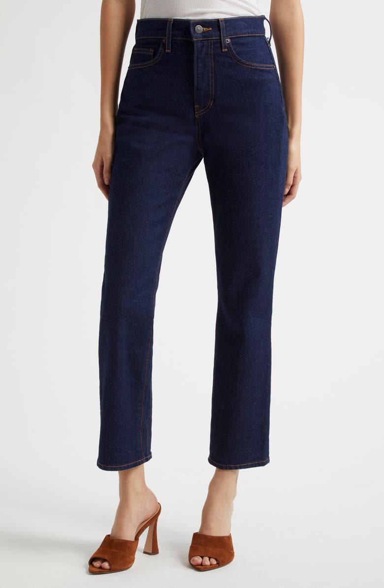 Veronica Beard Alenah High Waist Slim Straight Leg Jeans, Main, color, Indigo Rinse