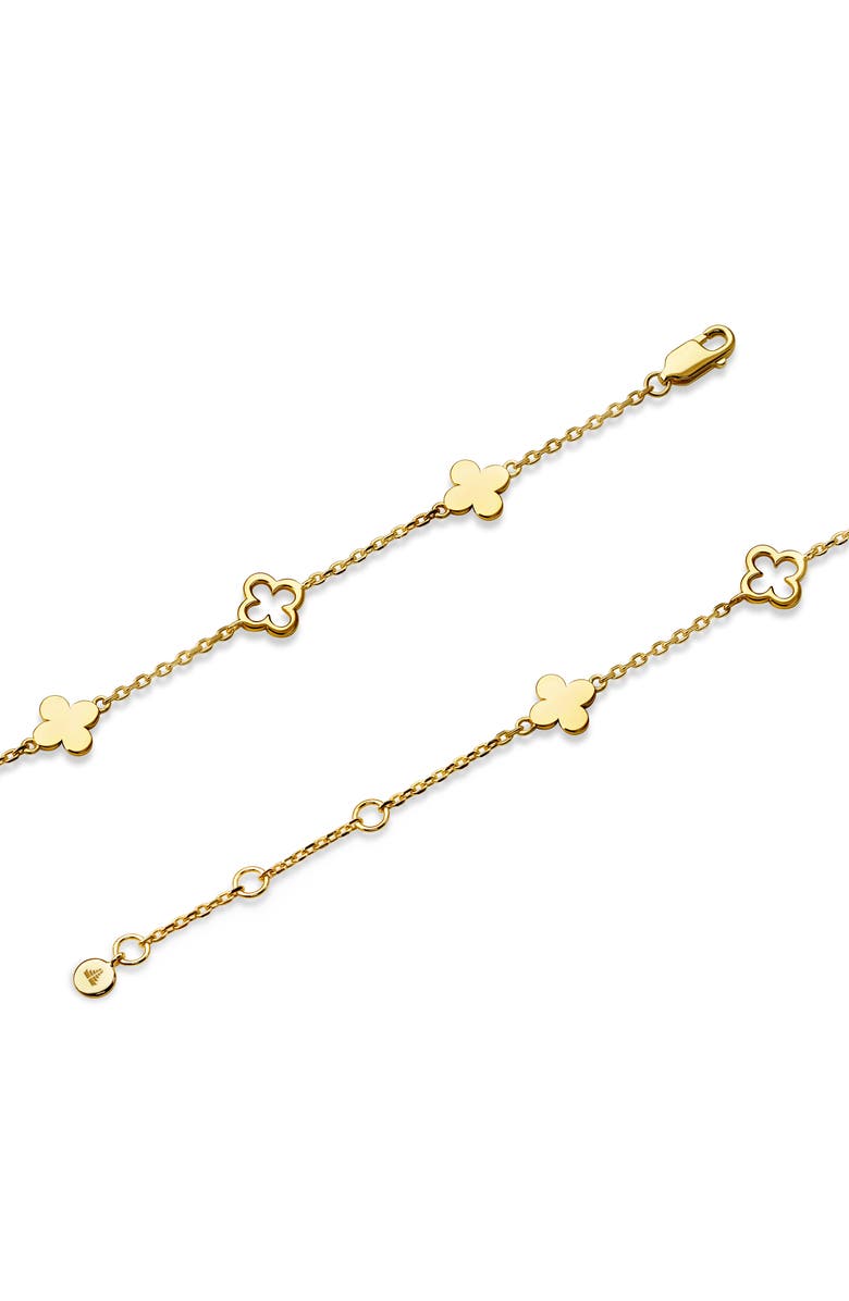 DEVATA Clover Five-Charm Chain Bracelet in Gold Plated Sterling Silver, Alternate, color, Yellow Gold